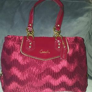 Coach Ashley Gathered Bordeaux Satchel